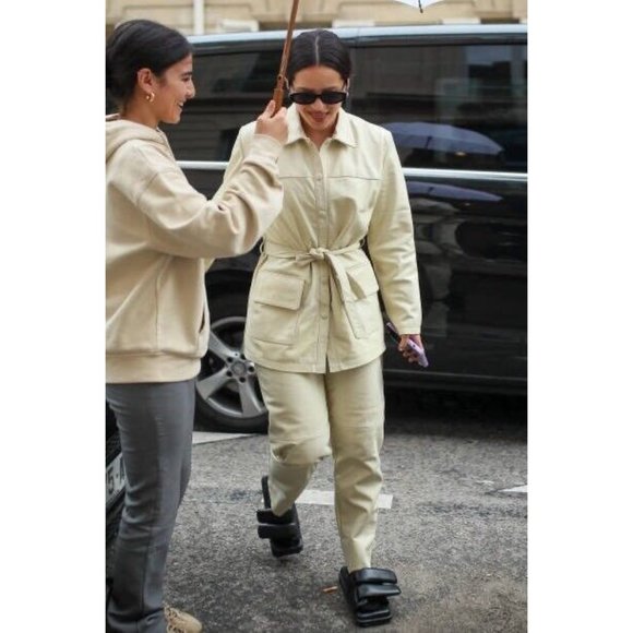 Tach Clothing Dilma Leather Pant Ivory Cream Straight Blogger - Picture 5 of 6